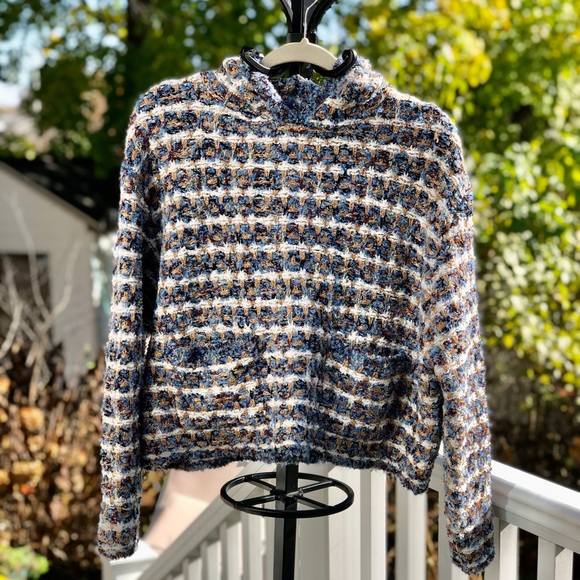 Zara Tweed Knit Hoodie Sweater - Picture 3 of 10